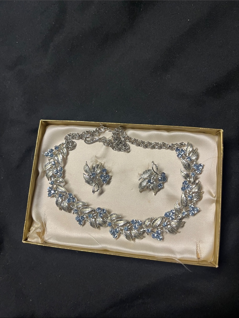Silver-tone Necklace and Earrings Set with Light Blue Stones